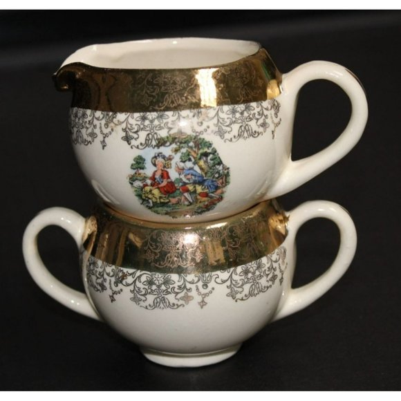 Vintage Sabin Crest O Gold Cream and Sugar Set - USA - 1950’s Approx $25 - Picture 7 of 9